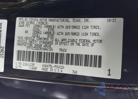 2024 Toyota Tundra Hybrid Capstone 4Wd from USA, damaged, VIN 5TFVC5DB3RX046724